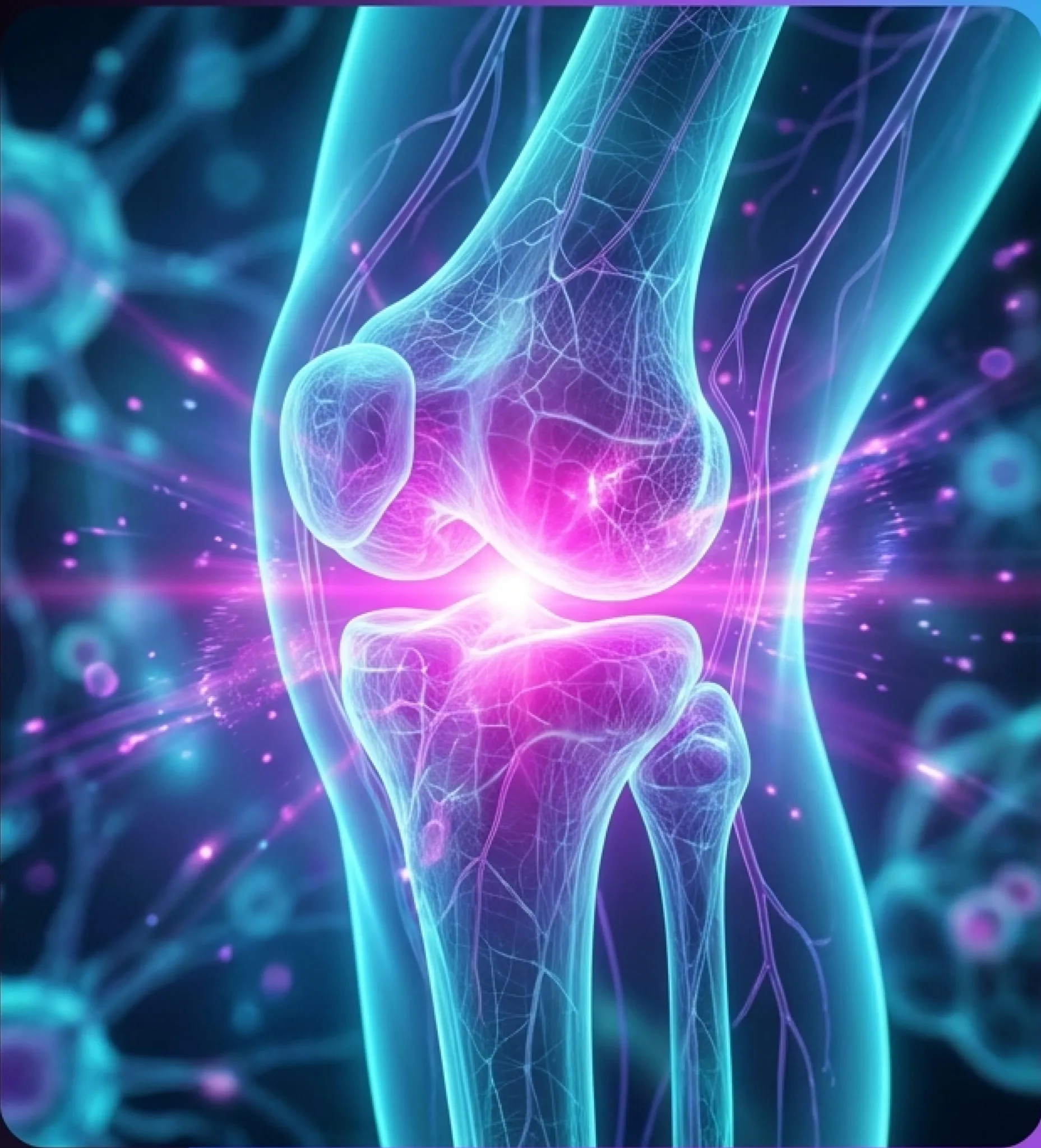 Ilustración anatómica de rodilla regenerada